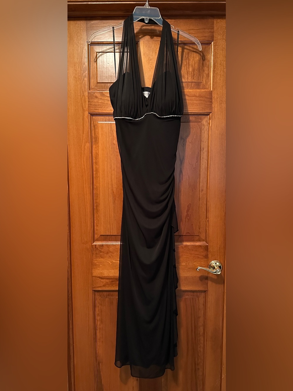 Black Beaded Trim Evening Gown - NWT!
